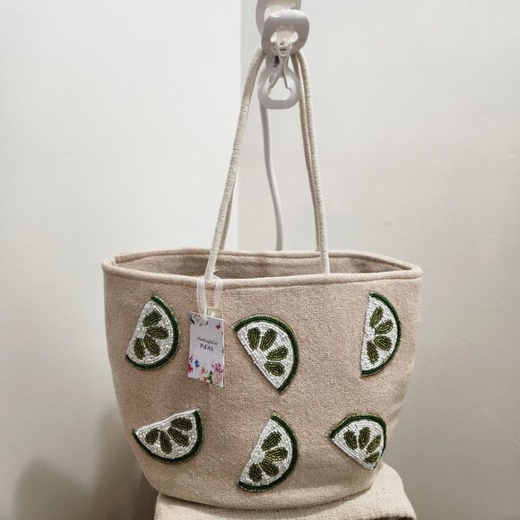 Beaded lime tote - Picture 1 of 6